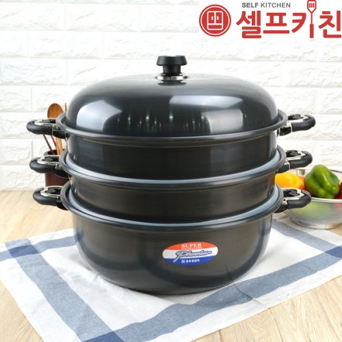 경질찜솥 3단 찜솥 찜기 떡시루 생선찜 실리콘바킹 고무패킹 해물 채반2ea